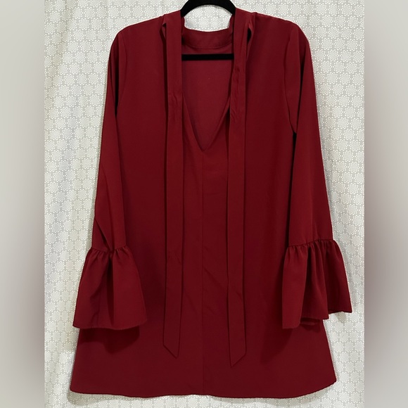 Mod Squad Wine Red Shift Dress, Size Large - Picture 4 of 5